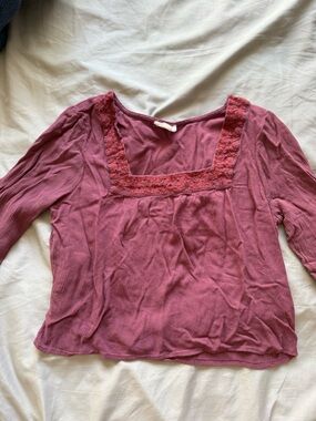 3/4 Length Sleeve Dusty Red Crop top